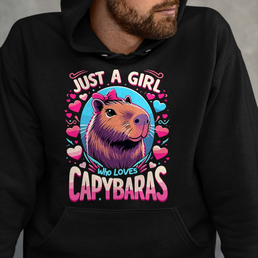 Cute Capybara Shirt, Funny Capybara Unisex T-Shirt/Hoodie/Sweatshirt HLT00 - Just a Girl who Loves Capybaras T-Shirt (2)