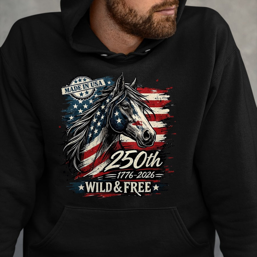 Best Horse Lover Shirt , Funny Horse UnisexT-Shirt/Hoodie/Sweatshirt HLT00 - America 250th Horse USA Flag Independence 1776-2026 Western T-Shirt, Men, Black, 3X-Large