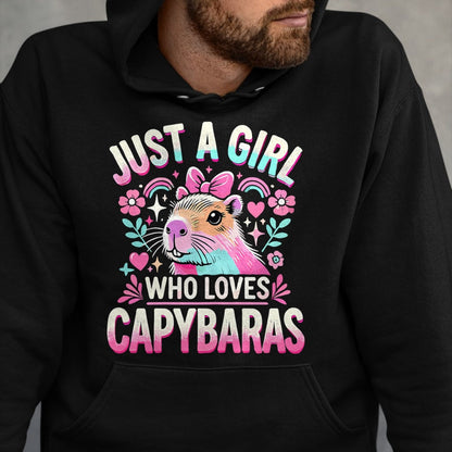 Cute Capybara Shirt, Funny Capybara Unisex T-Shirt/Hoodie/Sweatshirt HLT00 - Capybara Just a Girl who loves Capybaras T-Shirt (3)