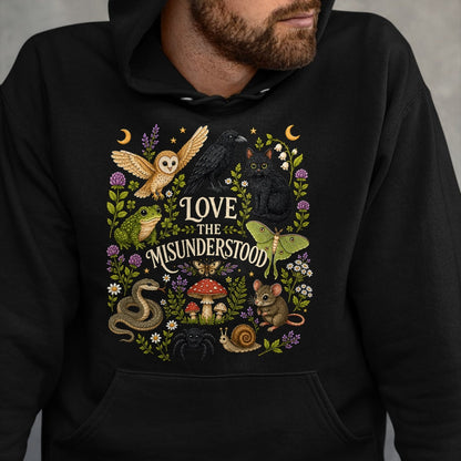 Cat Love Shirt, Funny Cat Lover Gift UnisexT-Shirt/Hoodie/Sweatshirt HLT00 - Love The Misunderstood Bat Raven Cat Snake Spider Moth Frog T-Shirt (1)