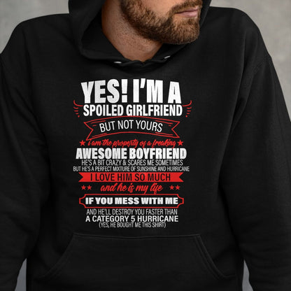 Best Wife Shirt, Wife and Husband Unisex T-Shirt/Hoodie/Sweatshirt HLT00 - Yes ! I'm A Spoiled girlfriend But Not Yours gift for him T-Shirt (1)