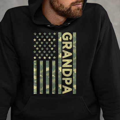 Gift for Dad Shirt, Funny Dad Unisex T-Shirt/Hoodie/Sweatshirt HLT00 – Proud Grandpa Camouflage American US Flag Camo Father_s Day Premium T-Shirt