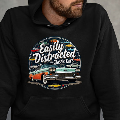Best Mechanic Life Shirt, Funny Mechanic UnisexT-Shirt/Hoodie/Sweatshirt HLT00 - Easily Distracted By Classic Cars Shirt Vintage Old Car Guy T-Shirt