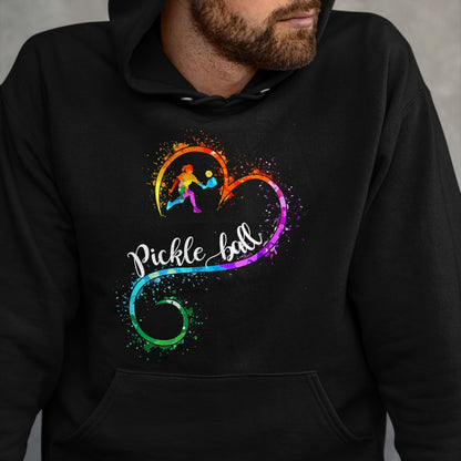 Funny Pickleball Shirt, Pickleball Lover Unisex T-Shirt/Hoodie/Sweatshirt HLT00 - I Love Pickleball Watercolors Funny Pickleball Girl Player T-Shirt