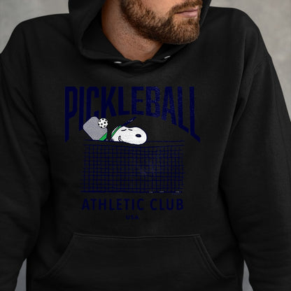 Funny Pickleball Shirt, Pickleball Lover Unisex T-Shirt/Hoodie/Sweatshirt HLT00 - Peanuts - Snoopy Pickleball Athletic Club USA T-Shirt