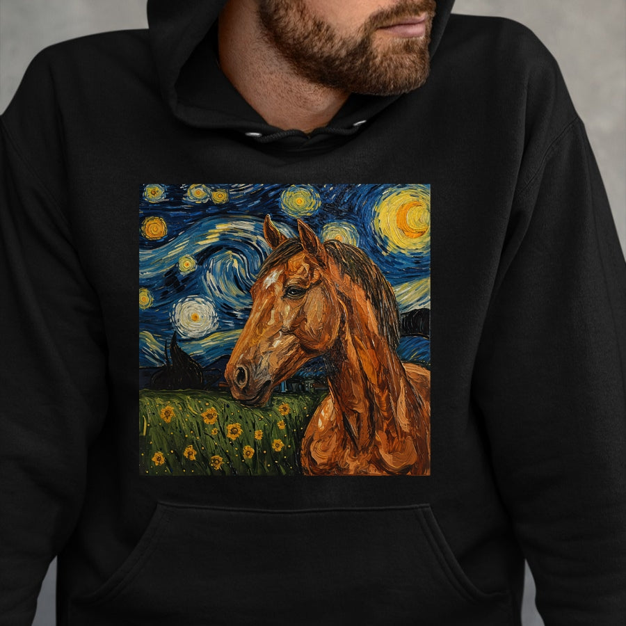 Best Horse Lover Shirt , Funny Horse UnisexT-Shirt/Hoodie/Sweatshirt HLT00 - Horse Lover Van Gogh Style Starry Night Graphic T-Shirt