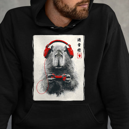 Cute Capybara Shirt, Funny Capybara Unisex T-Shirt/Hoodie/Sweatshirt HLT00 - Japanese Capybara Gamer Video Games Graphic Funny Capybara T-Shirt