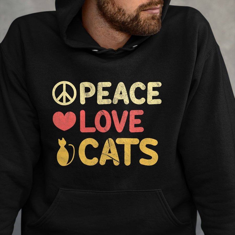 Cat Love Shirt, Funny Cat Lover Gift UnisexT-Shirt/Hoodie/Sweatshirt HLT00 - Peace Love Cats Funny Cat Lover Gift T-Shirt