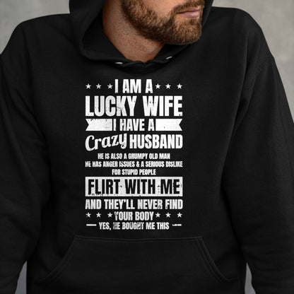 Best Wife Shirt, Wife and Husband Unisex T-Shirt/Hoodie/Sweatshirt HLT00 - Gift for wife T shirt, lucky wife   I Am A Lucky Wife Fathers Day Funny Sarcastic Women Pullover Hoo