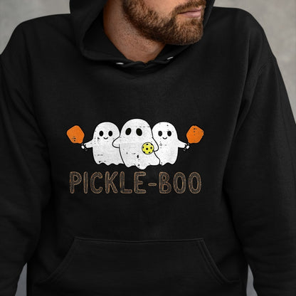 Funny Pickleball Shirt, Pickleball Lover Unisex T-Shirt/Hoodie/Sweatshirt HLT00 - Halloween Pickleball Ghosts Pickle Boo Costume Men Women Kid T-Shirt, Women