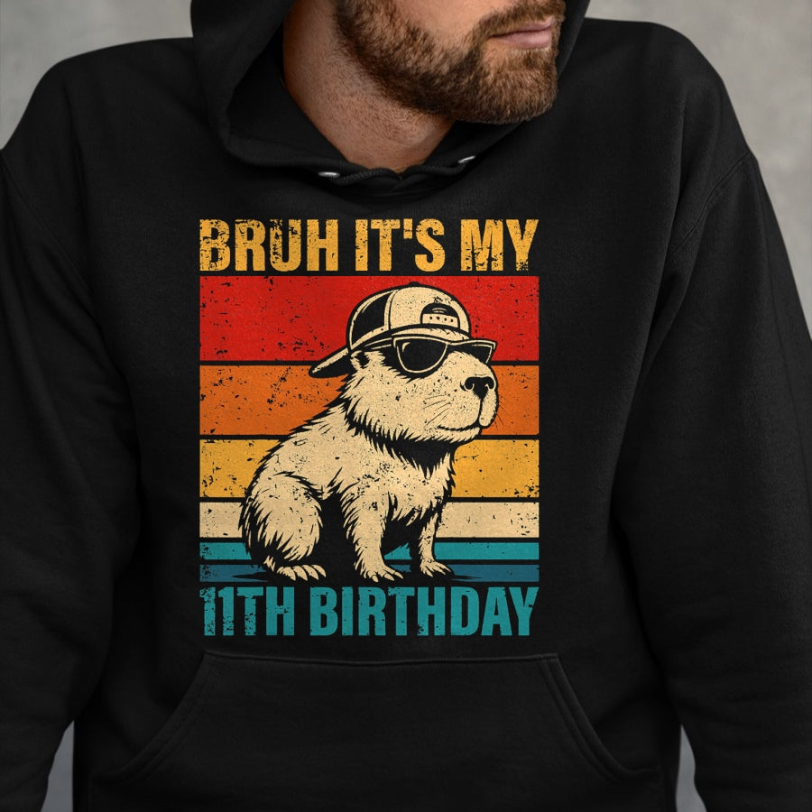 Cute Capybara Shirt, Funny Capybara UnisexT-Shirt/Hoodie/Sweatshirt HLT00 - 11 Year Old Birthday Boy Capybara Bruh It_s My 11th Birthday T-Shirt