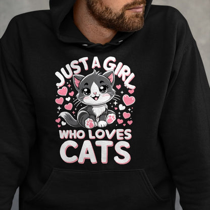 Cat Love Shirt, Funny Cat Lover Gift UnisexT-Shirt/Hoodie/Sweatshirt HLT00 - Just A Girl Who Loves Cats Cute Cat T-Shirt