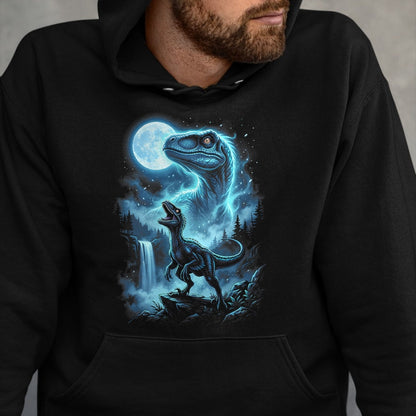 Best Dinosaur Lover Shirt, Funny Dinosaur UnisexT-Shirt/Hoodie/Sweatshirt HLT00 - Velociraptor Silhouette Mystical Moon Dinosaur T-Shirt