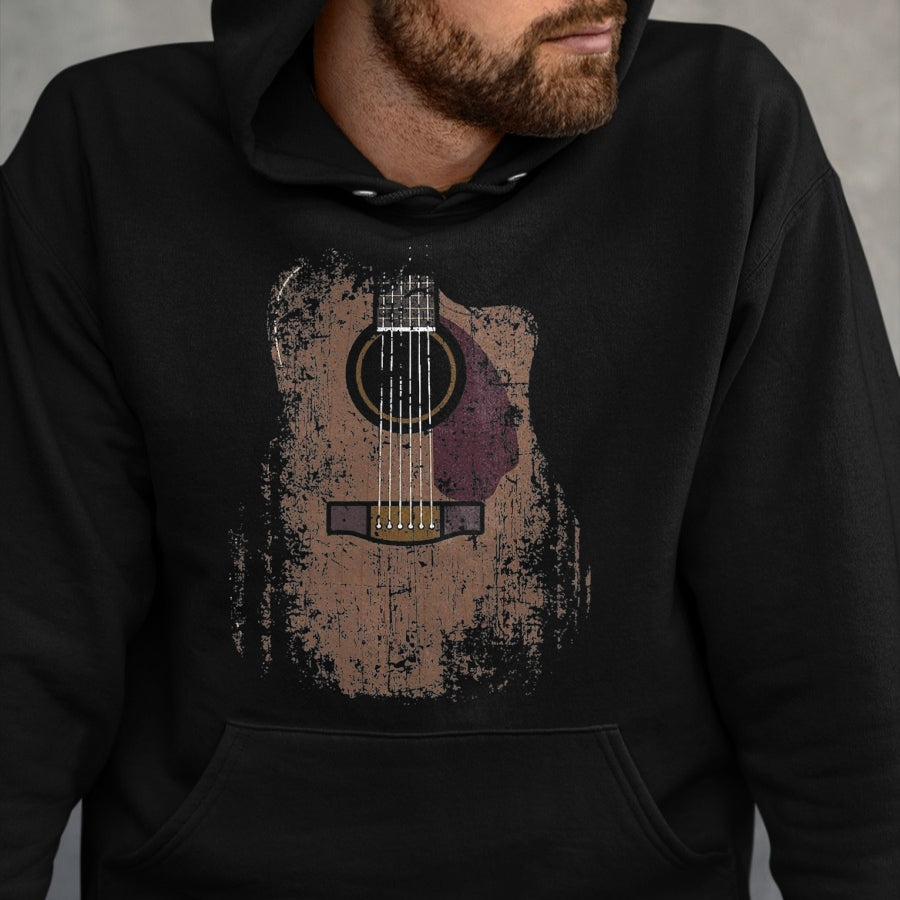 Guitar Lover Shirt, Funny Guitar UnisexT-Shirt/Hoodie/Sweatshirt HLT00 - Distressed Acoustic Guitar Vintage Player Rock & Roll Music T-Shirt, Men, Black, 3X-Large
