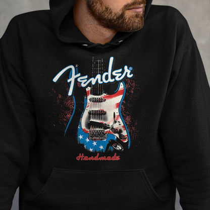 Guitar Lover Shirt, Funny Guitar UnisexT-Shirt/Hoodie/Sweatshirt HLT00 - Fender Handmade Guitars 4th of July American Flag T-Shirt