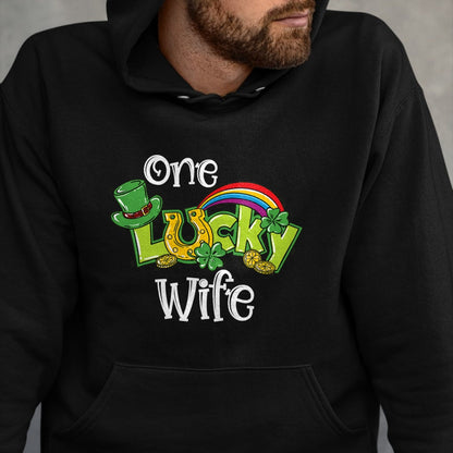 Best Wife Shirt, Wife and Husband Unisex T-Shirt/Hoodie/Sweatshirt HLT00 - Gift for wife T shirt, lucky wife   One Lucky Wife St Patricks Day Shirt One Lucky Wife T-Shirt (1)