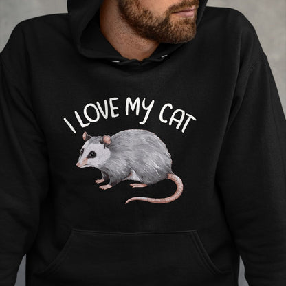 Cat Love Shirt, Funny Cat Lover Gift UnisexT-Shirt/Hoodie/Sweatshirt HLT00 - I Love My Cat Opossum T-Shirt, Men, Black, X-Large