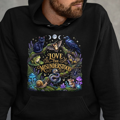 Cat Love Shirt, Funny Cat Lover Gift UnisexT-Shirt/Hoodie/Sweatshirt HLT00 - Love The Misunderstood Bat Raven Cat Snake Spider Frog Moth T-Shirt (1)