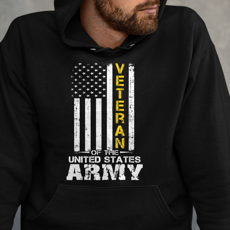 Proud Veteran Shirt, Funny Veteran UnisexT-Shirt/Hoodie/Sweatshirt HLT00 - Veteran of United States US Army Veteran Gold T-Shirt