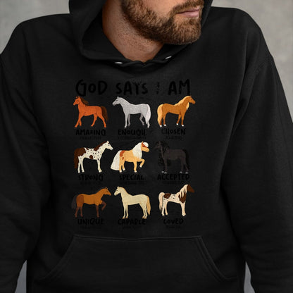 Best Horse Lover Shirt , Funny Horse UnisexT-Shirt/Hoodie/Sweatshirt HLT00 - God Says I Am Horses Christian Women Girls Kids Boy Horse T-Shirt