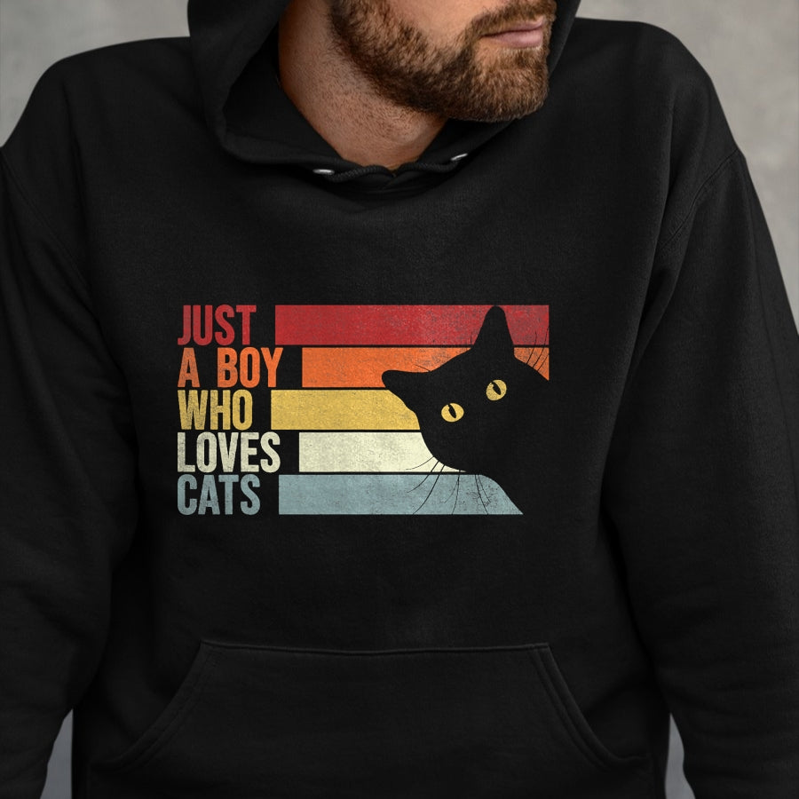 Cat Love Shirt, Funny Cat Lover Gift UnisexT-Shirt/Hoodie/Sweatshirt HLT00 - Just A Boy Who Loves Cats. Funny Cats Lover T-Shirt