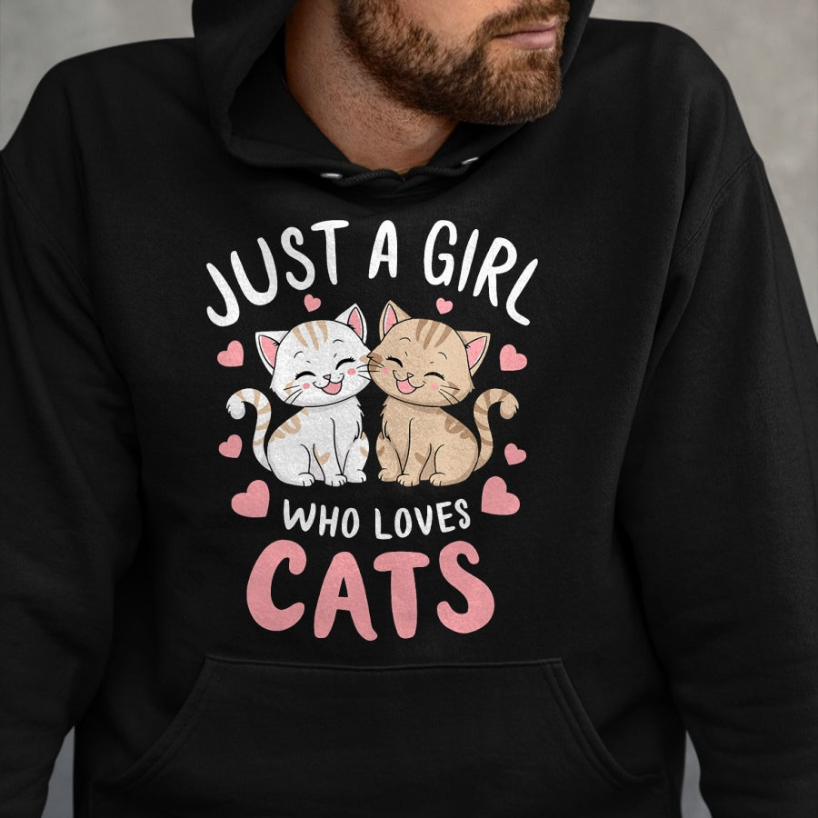 Cat Love Shirt, Funny Cat Lover Gift UnisexT-Shirt/Hoodie/Sweatshirt HLT00 - Cat Lover Just A Girl Who Loves Cats T-Shirt (1)