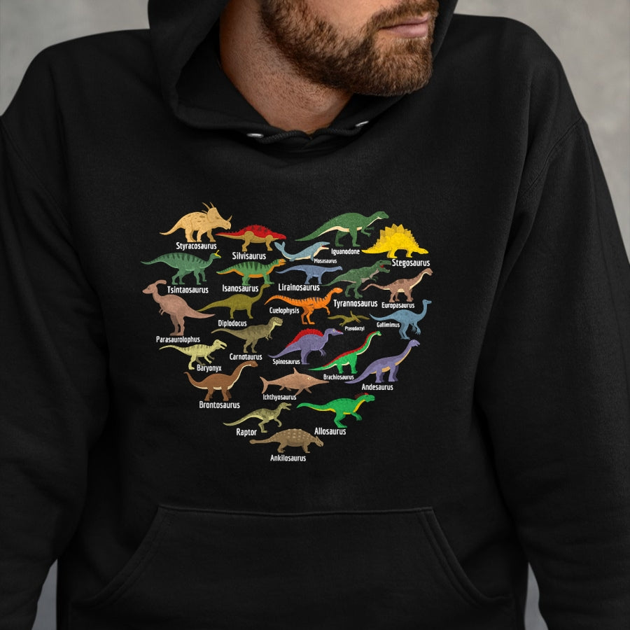 Best Dinosaur Lover Shirt, Funny Dinosaur UnisexT-Shirt/Hoodie/Sweatshirt HLT00 - Types of Dinosaurs Heart Dino Identification Boys Girls Kids T-Shirt