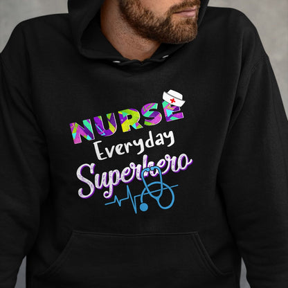 Funny Nurse Shirt, Nurse Unisex T-Shirt/Hoodie/Sweatshirt HLT00 - Nurse Every Day Superhero Coloring International Nurses Day T-Shirt