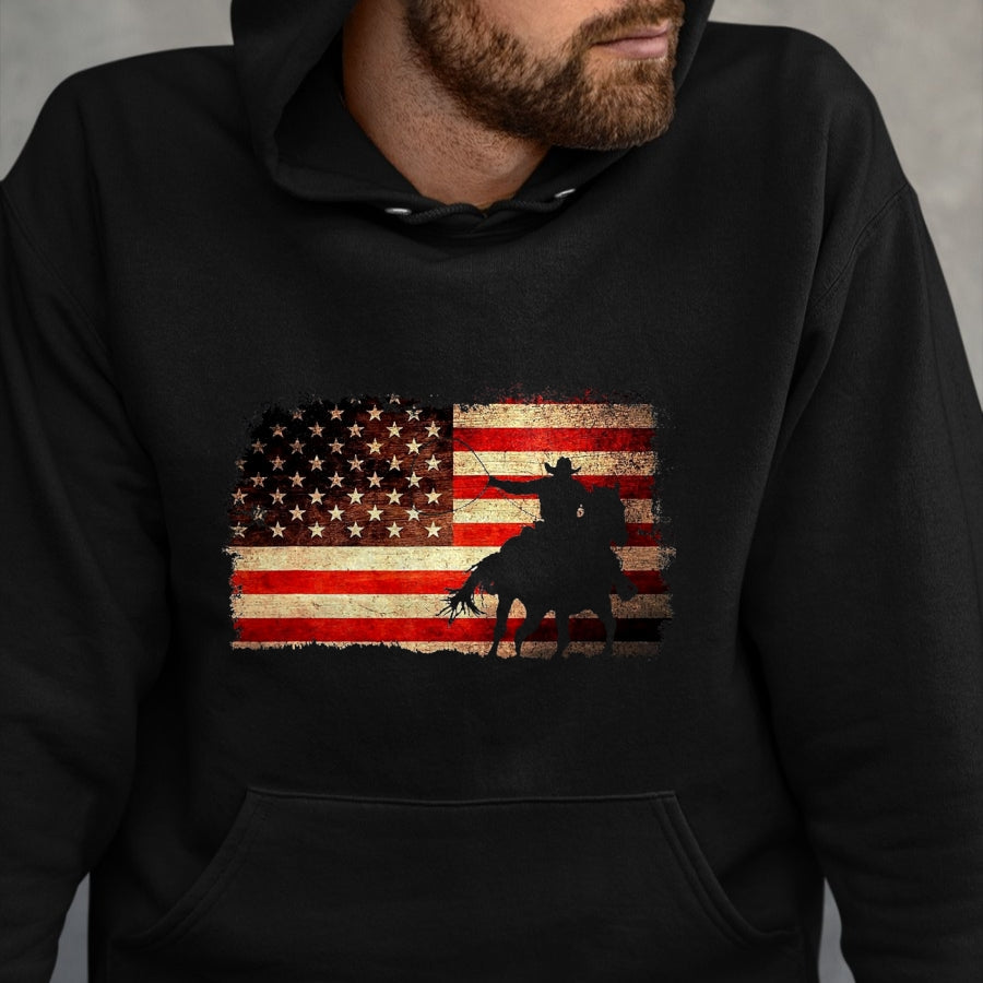 Best Horse Lover Shirt , Funny Horse UnisexT-Shirt/Hoodie/Sweatshirt HLT00 - Rodeo Cowboy Western Country Horse USA Flag 4th of July T-Shirt, Men, Black, 4X-Large