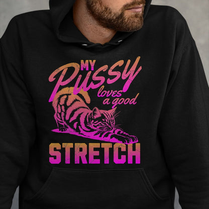 Cat Love Shirt, Funny Cat Lover Gift UnisexT-Shirt/Hoodie/Sweatshirt HLT00 - My Pussy Love A Good Stretch Funny Vintage T-Shirt