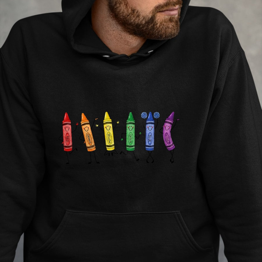 Best Teacher Shirt, Funny Teacher UnisexT-Shirt/Hoodie/Sweatshirt HLT00 - CCute Rainbow Crayons Preschool Teacher Back to School T-Shirt (1)