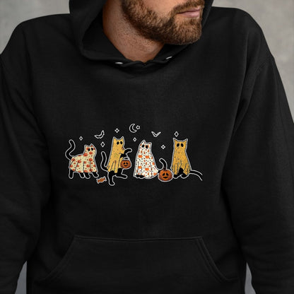 Cat Love Shirt, Funny Cat Lover Gift UnisexT-Shirt/Hoodie/Sweatshirt HLT00 - Cute Black Cats in Ghost Costume Women and Men Halloween T-Shirt, Women, Black, Medium