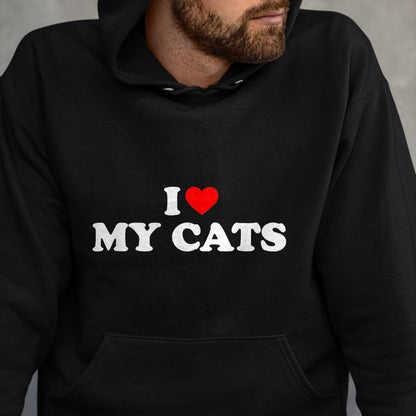 Cat Love Shirt, Funny Cat Lover Gift UnisexT-Shirt/Hoodie/Sweatshirt HLT00 - I Love My Cats T-Shirt, Women, Black, X-Small
