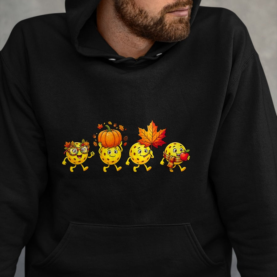 Funny Pickleball Shirt, Pickleball Lover Unisex T-Shirt/Hoodie/Sweatshirt HLT00 - Autumn Pumpkin Fall Pickleball Thanksgiving Womens Mens Kids T-Shirt