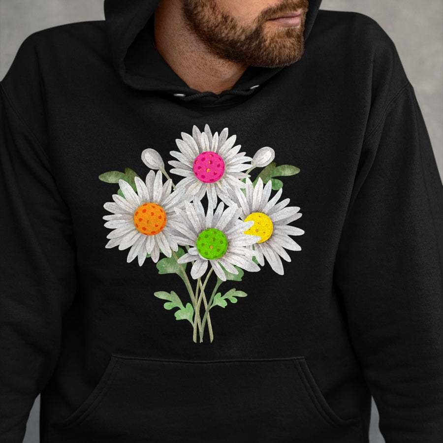 Funny Pickleball Shirt, Pickleball Lover Unisex T-Shirt/Hoodie/Sweatshirt HLT00 - Daisy Pickleball Flower Pickleball Player Paddleball Lover T-Shirt