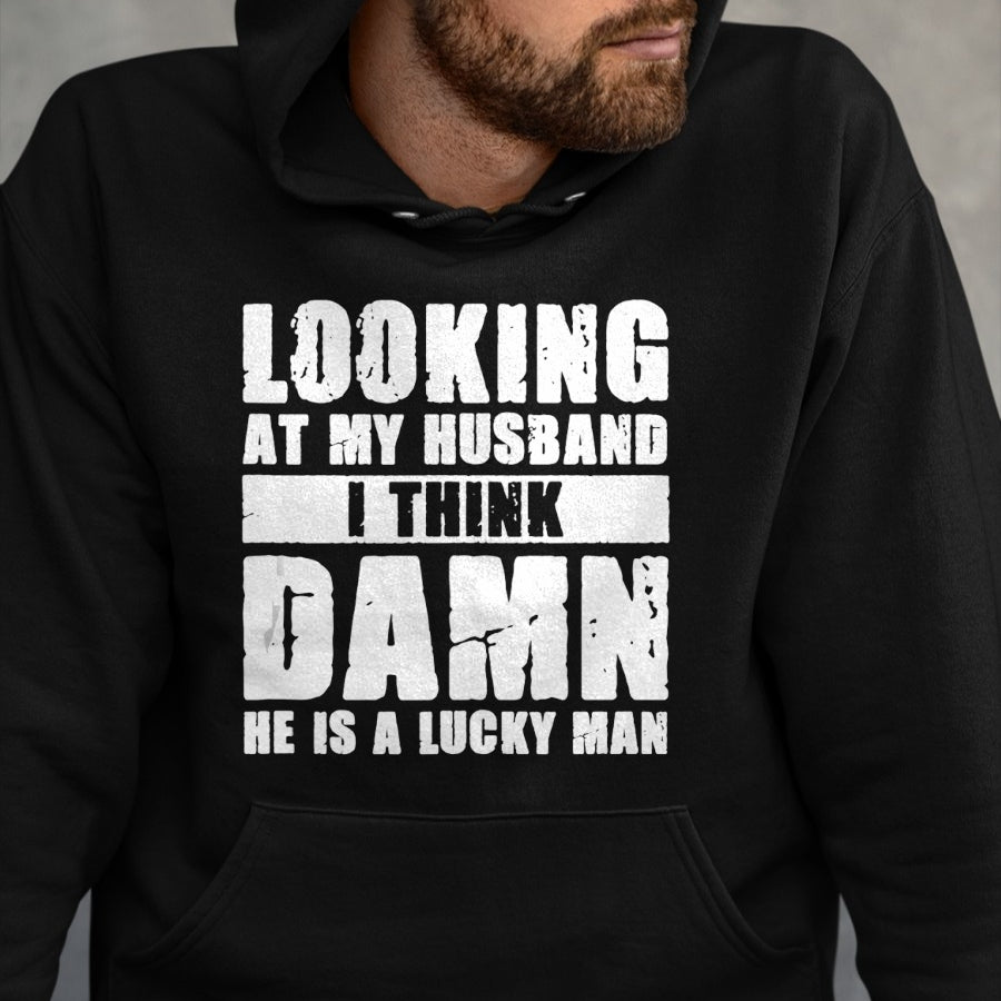 Best Wife Shirt, Wife and Husband Unisex T-Shirt/Hoodie/Sweatshirt HLT00 - Gift for wife T shirt, lucky wife   He is a Lucky Husband - Anniversary Gift - Man & Wife Tank Top