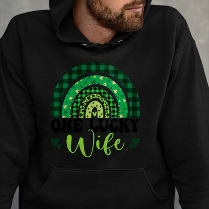 Best Wife Shirt, Wife and Husband Unisex T-Shirt/Hoodie/Sweatshirt HLT00 - Gift for wife T shirt, lucky wife   One Lucky Wife Rainbow Irish St Patricks Day Shamrock T-Shirt