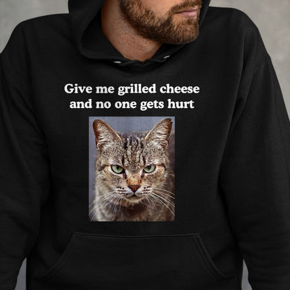 Cat Love Shirt, Funny Cat Lover Gift UnisexT-Shirt/Hoodie/Sweatshirt HLT00 - Funny Sarcastic Gray Tabby Cats Quote Love Grilled Cheese T-Shirt, Women, Dark Heather Grey, Large