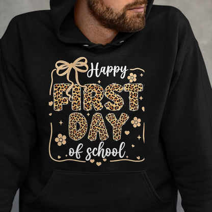 Best Student Shirt, Funny Back To School UnisexT-Shirt/Hoodie/Sweatshirt HLT00 - Cute Leopard Happy First Day of School for Teacher Girls Kid T-Shirt, Men, Black, 3X-Large