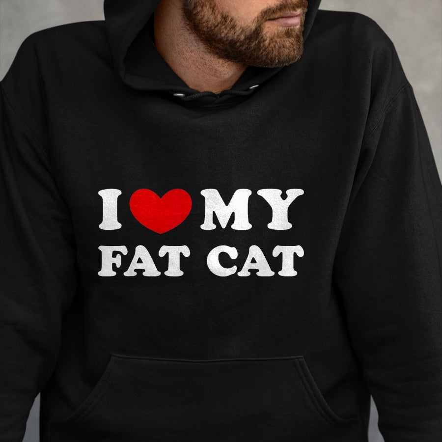 Cat Love Shirt, Funny Cat Lover Gift UnisexT-Shirt/Hoodie/Sweatshirt HLT00 - I Love My Fat Cat, I Heart My Fat Cat T-Shirt, Youth, Black, Medium (1)