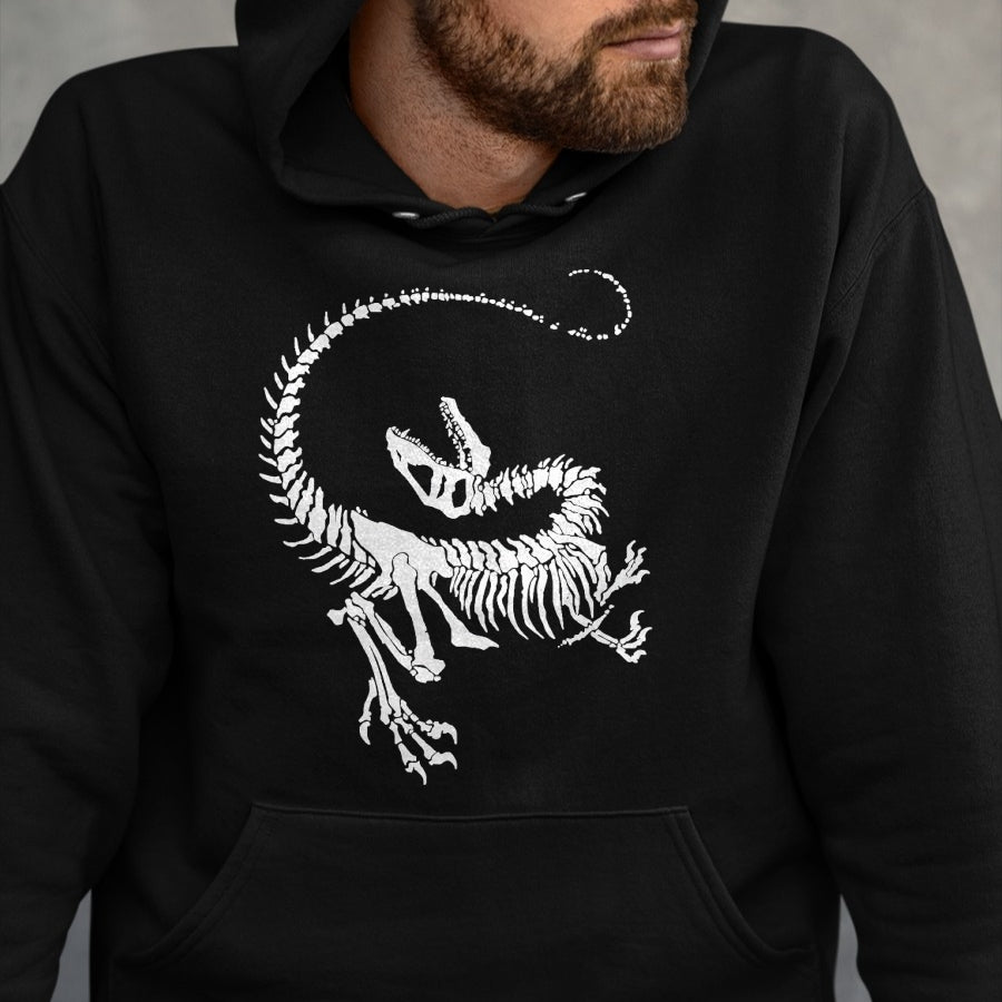 Best Dinosaur Lover Shirt, Funny Dinosaur UnisexT-Shirt/Hoodie/Sweatshirt HLT00 - Velociraptor Dinosaur Fossil Skeleton Paleontology T-Shirt, Men, Black, 3X-Large