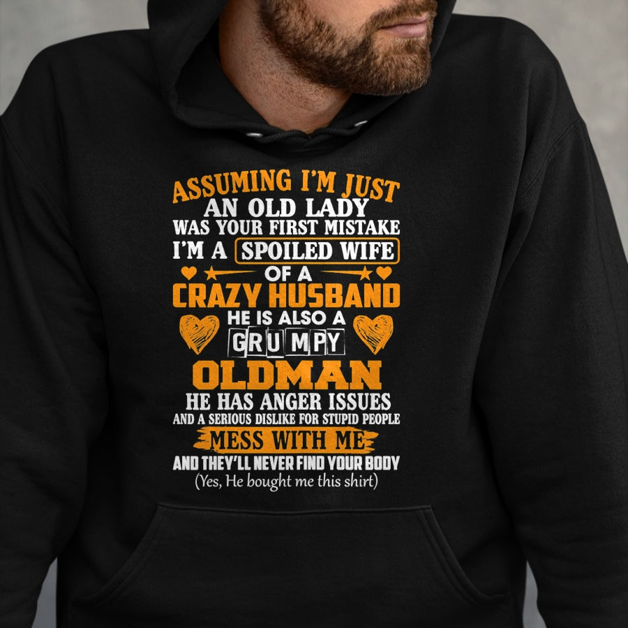 Best Wife Shirt, Wife and Husband Unisex T-Shirt/Hoodie/Sweatshirt HLT00 - Gift for wife T shirt, spoiled wife   Womens I'm A Spoiled Wife Of A Crazy Husband Funny Sarcasm Wif