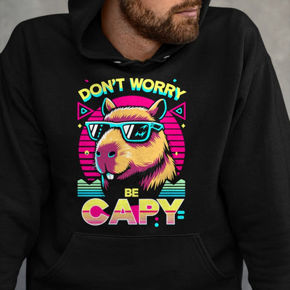 Cute Capybara Shirt, Funny Capybara Unisex T-Shirt/Hoodie/Sweatshirt HLT00 - Cool Capybara Retro Long Sleeve T-Shirt
