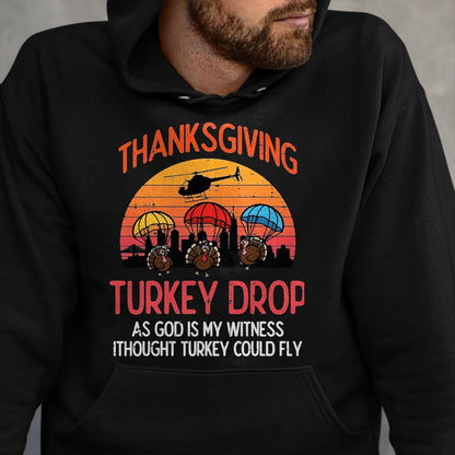 Best Thanksgiving Family Shirt , Funny Thanksgiving UnisexT-Shirt/Hoodie/Sweatshirt HLT00 - Thanksgiving Turkey Drop Retro Meme Fall Women Men Kids T-Shirt, Men, Black, 3X-Large