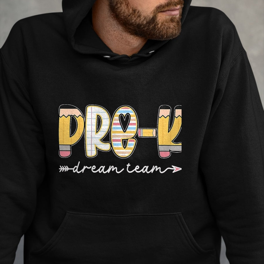 Best Student Shirt, Funny Back To School UnisexT-Shirt/Hoodie/Sweatshirt HLT00 - Pre-K Dream Team Back to School Preschool Teacher Kids T-Shirt, Men, Black, 3X-Large