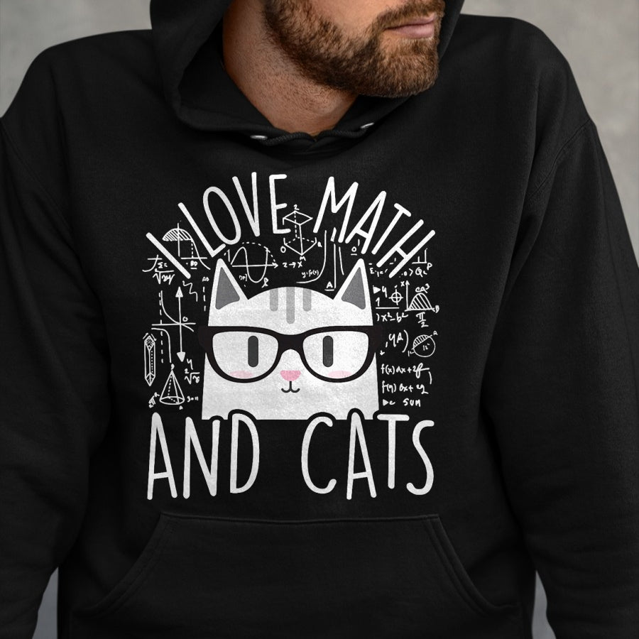 Cat Love Shirt, Funny Cat Lover Gift UnisexT-Shirt/Hoodie/Sweatshirt HLT00 - I Love Math and Cats Cute Kitty Cat Feline Lover Gift T-Shirt Small