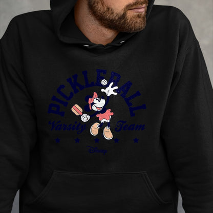 Funny Pickleball Shirt, Pickleball Lover Unisex T-Shirt/Hoodie/Sweatshirt HLT00 - Minnie Mouse - Pickleball Serve Varsity Team T-Shirt