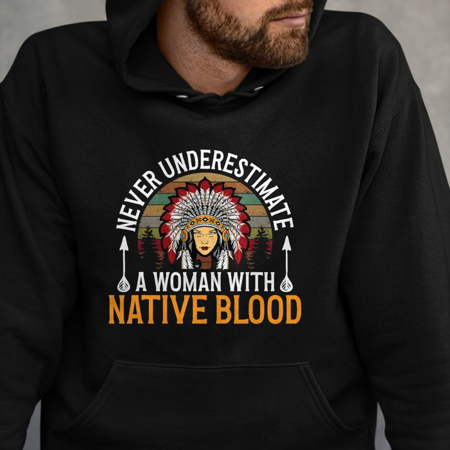 Native American T-Shirts, Vintage Native American Unisex T-Shirt/Hoodie/Sweatshirt HLT00 - Native American Heritage Indigenous Woman With Native Blood