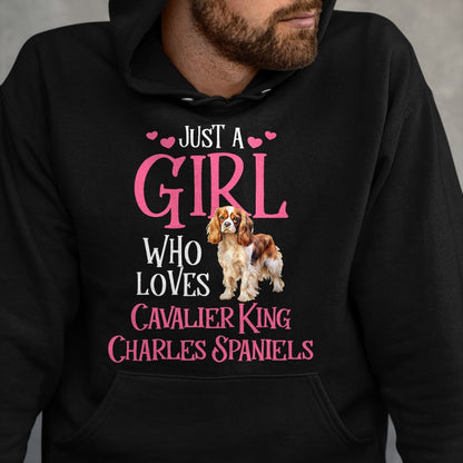 Cat Love Shirt, Funny Cat Lover Gift UnisexT-Shirt/Hoodie/Sweatshirt HLT00 - Just A Girl Who Loves Cavalier King Charles Spaniels T-Shirt
