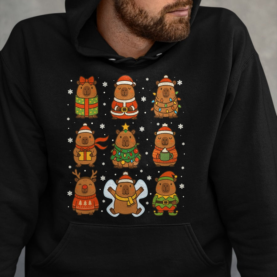 Cute Capybara Shirt, Funny Capybara Unisex T-Shirt/Hoodie/Sweatshirt HLT00 - Cute Christmas Capybara Funny Family Xmas Men Women Kids T-Shirt